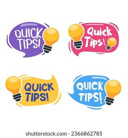 Quick tips vector collection set background with bulb.