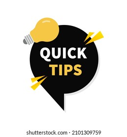 Quick tips vector element with light bulb. Frame for text isolated on white