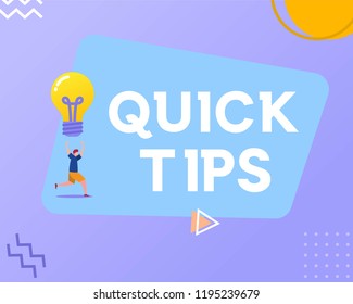 quick tips vector illustration concept, young man give quick tips, can use for, landing page, template, ui, web, mobile app, poster, banner, flyer