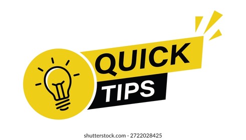 Quick Tips yellow banner graphic with lightbulb icon representing idea knowledge and advice