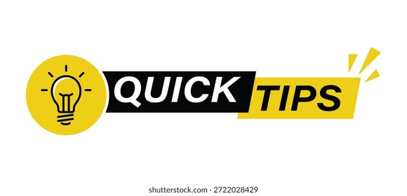 Quick Tips yellow and black modern graphic with lightbulb icon representing creative solutions