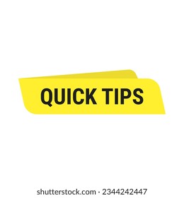 Quick Tips In Yellow Color Rectangle Ribbon Parallelogram Shape For Announcement
