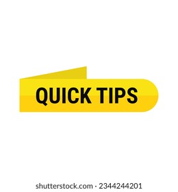 Quick Tips In Yellow Colour Rounded Rectangle Ribbon Shape For Information

