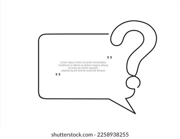 Quick tips.Continuous one line drawing of question mark and speech bubble. Trendy line art vector on a white background. Vector illustration.