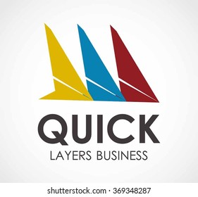 Quick of triangle layers abstract vector and logo design or template arrow speed business icon of corporate identity symbol concept
