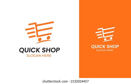 Quick trolley logo design. Fast delivery for supermarket or store identity