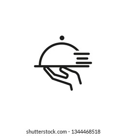 Quick Waiter Line Icon. Cloche, Order, Dish. Restaurant Concept. Can Be Used For Topics Like Food Delivery, Meal, Catering