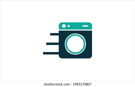 Quick Wash Icon Washing Machine Washer logo design vector template illustration