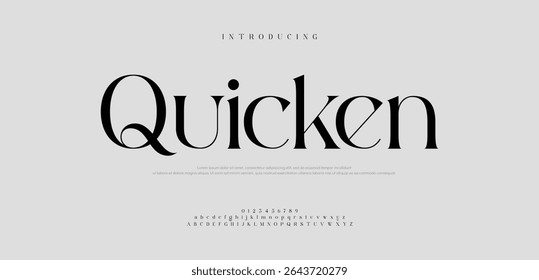 Quicken luxury classic font alphabet logo. Typography beauty fashion elegant minimalist serif italic fonts decorative wedding vintage retro logos. vector illustration
