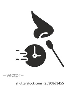 Schnelle medizinische Kontrolle, schnelle Prüfung Coronavirus Symbol, Diagnose Virus covid19, Laboranalyse, flache Vektorgrafik