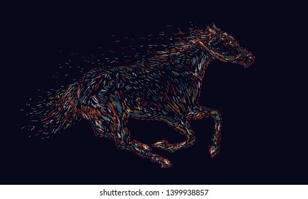 Quickly running horse. Sport background