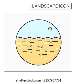 Quicksand color icon. Bed of loose and wet sand. Sand yields easily to pressure and sucks everything. Landscape concept.Isolated vector illustration