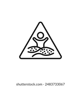 Quicksand and Mud Danger Sign icon outline collection in black