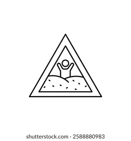 Quicksand and Mud Danger Sign icon Vector logo set flat