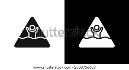 Quicksand and Mud Danger Sign icon Flat fill set collection