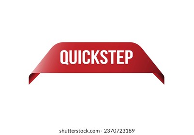 Quickstep red ribbon label banner. Open available now sign or Quickstep tag.