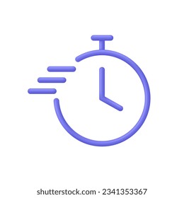 Quicktime icon. Stop watch symbol, time period concept, opening hours, fast timely delivery, express and urgent services, deadline and delay. Trendy and modern vector in 3d style.