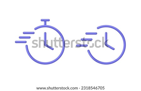 Quicktime icon. Stop watch symbol, time period concept, opening hours, fast timely delivery, express and urgent services, deadline and delay. Trendy and modern vector in 3d style.