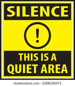 Quiet area sign vector, please be silence sign