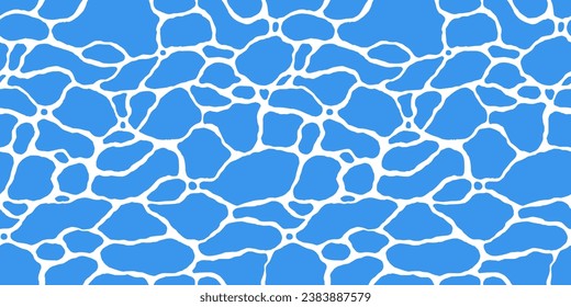 Quiet clear blue water surface seamless pattern illustration. Modern flat cartoon background design of beach or pool with tranquil turquoise ripples. Summer vacation backdrop.