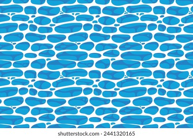Quiet clear blue water surface seamless pattern illustration. Modern flat cartoon background design of beach or pool with tranquil turquoise ripples