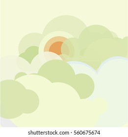 Quiet clouds with the sun. Flat illustration