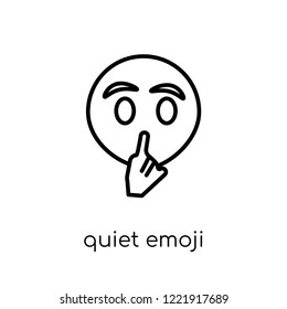 quiet emoji icon. Trendy modern flat linear vector quiet emoji icon on white background from thin line Emoji collection, outline vector illustration
