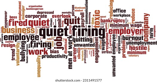 Quiet firing word cloud concept. Collage made of words about quiet firing. Vector illustration 