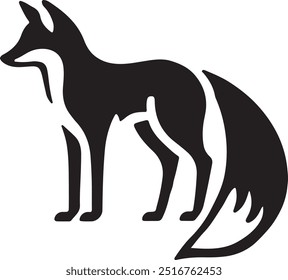 Quiet Fox Vector Silhouette Illustration , Fox Vector Silhouette , Fox Illustration ,Fox art