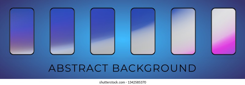 Quiet gradient mobile wallpaper collection. Modern UI screen backdrop. Vector illustration. 