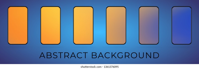 Quiet gradient mobile wallpaper collection. Modern UI screen backdrop. Vector illustration. 