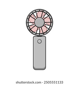 quiet hand electric fan cartoon. lightweight adjustable, personal desk, travel powerful quiet hand electric fan sign. isolated symbol vector illustration