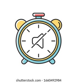 Quiet hours RGB color icon. Dormitory rules. Noise limit. Silence time. Residential life. Respectful attitude. Peaceful environment. Isolated vector illustration