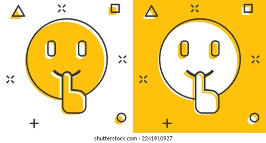 Quiet icon in comic style. Silence cartoon vector illustration on isolated background. Hush splash effect sign business concept.