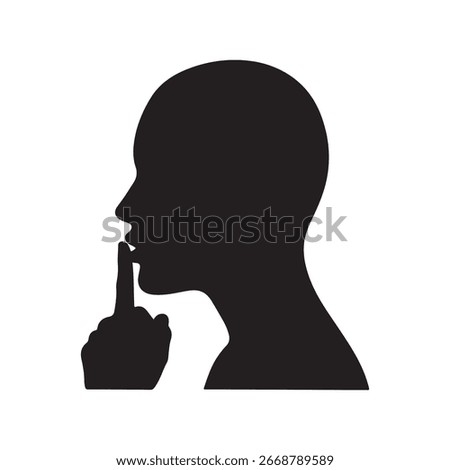 Quiet icon, silhouette vector, silence silhouette icon vector flat illustration design on white background
