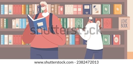 In The Quiet Library, Men Select Books From Neatly Arranged Shelves, Their Fingers Tracing Titles, Seeking Knowledge