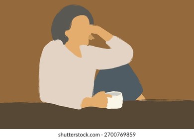 Momento silencioso de reflexão Pessoa que bebe chá ou café