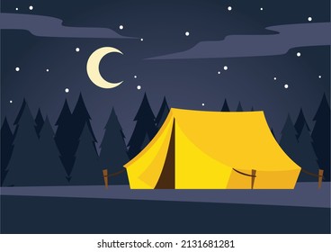 Quiet Night Camp with moon vector