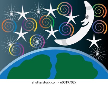 Quiet night time-
the moon chilling out in the night skies