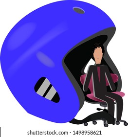 quiet person sitting under a helmet