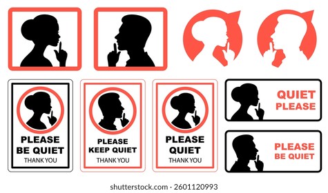 Quiet please sign collection vector