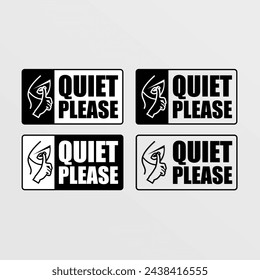 quiet please sign vector illustration set