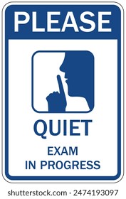 Silencio, por favor, letrero de advertencia y etiquetas