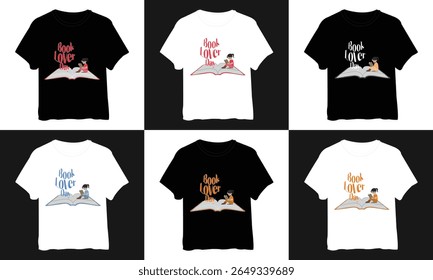 Quiet Reading Girl - citação melancólica em Open Book T-Shirt Design