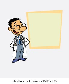 Quiet and relaxed asian doctor. Is showing, as in a presentation, the data you want.
