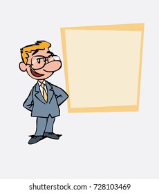 Quiet and relaxed White businessman with glasses.