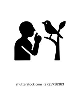 Secretos silenciosos compartidos con el icono de los pájaros aislado en el fondo blanco