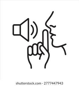 Quiet sound outline icon vector.
