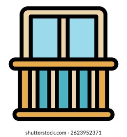 Quiet spaces balcony icon. Outline quiet spaces balcony vector icon color flat isolated