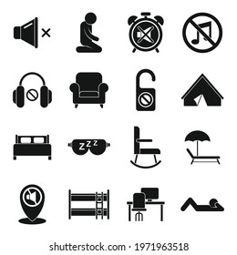 Quiet spaces icons set. Simple set of quiet spaces vector icons for web design on white background